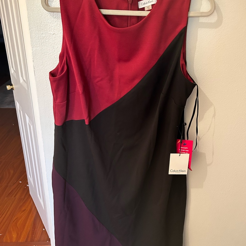 Calvin Klein Asymmetrical Dress - Red and Black